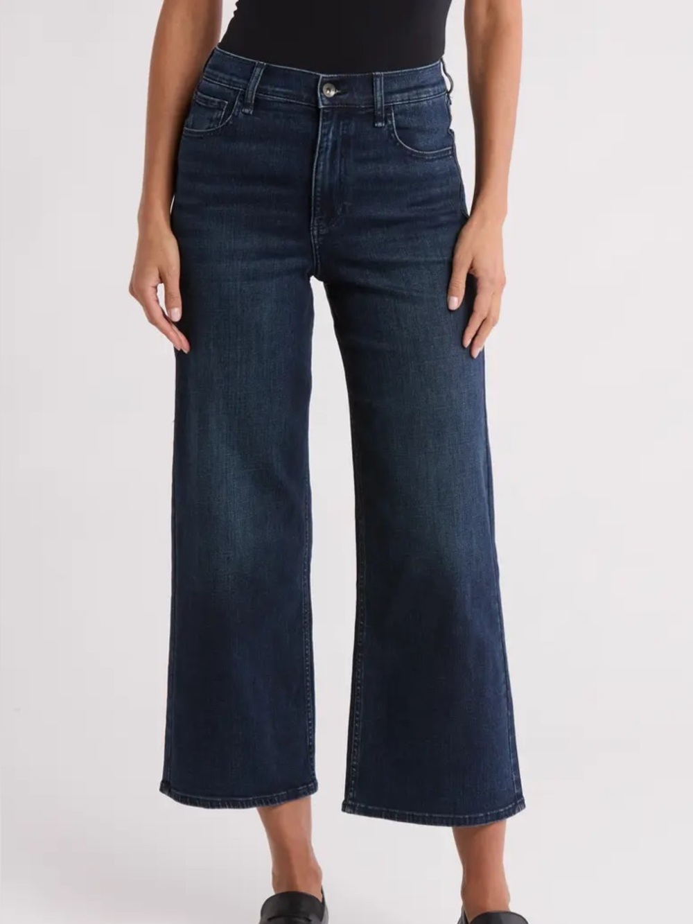 rag & bone Dark Blue Wide-Leg Crop Jeans